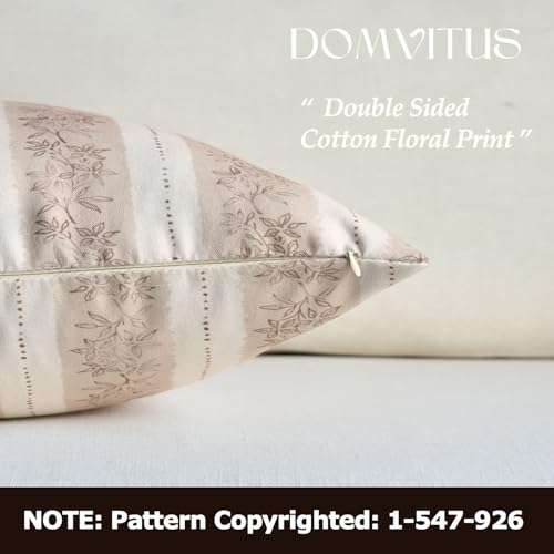 DOMVITUS Floral Pillow Covers 22x22 Inch Set of 2, Vintage Striped Block Print Decorative Throw Pillow Covers Neutral Farmhouse Boho Home Decor for Couch Sofa Bed Living Room, Cream White - color: Cream White, size: 22" x 22" (Pack of 2)