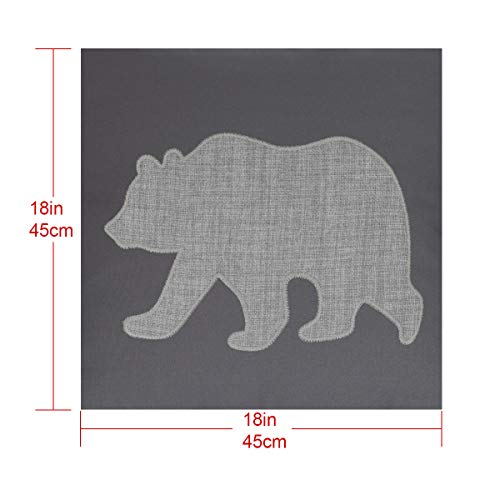 Bear Pillow Covers Decorative Cotton Linen Embroidered Cushions Covers 18x18 Inches (Grey) - color: Bear-grey