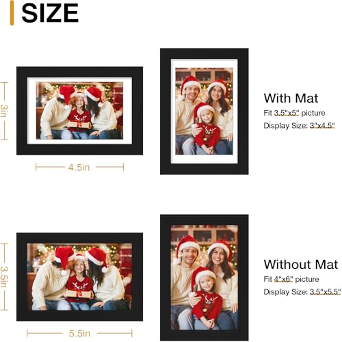 decorUhome 4x6 Picture Frame Set of 10, Display Photos 3.5x5 with Mat or 4x6 Unmatted for Picture Frames Collage Wall Decor, Black - color: Black, size: 4x6
