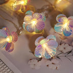 Fiber Optic Flower String Lights Battery Operated 10ft 20 LED Artificial Flower Garland Fairy Lights for Wedding Christmas Party Room Garden Decor (Warm White, 10ft) - size: 10ft