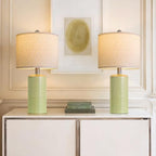 G-SAFAVA 20.5" Small Table Lamps for Living Room Lamp Set of 2 Ceramic Lamps for Bedroom Bedside Lamps Modern Boho Lamps for Night Stands Farmhouse Nightstand Lamp Side End Table Lamp, Light Green - color: Light Green