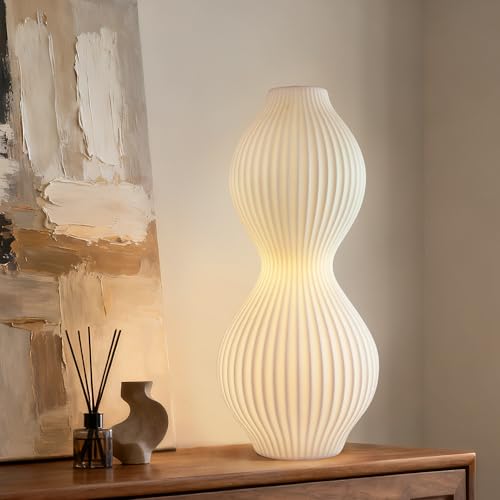 RONDURE 15.8" Modern Ceramic Table Lamp, Fully Dimmable Bedside Lamp for Bedroom Living Room Nightstand, White Translucent Ceramic Shade, Warm Ambient Decorative Corded Lighting, Bulb Included - style: Orpheus