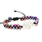 Women Boho Wrap Bracelet,Handmade Natural Stone Crystal Emperor Beads Heart Bracelet, Fashion Bohemian Jewelry Gift for Women - color: Double Heart