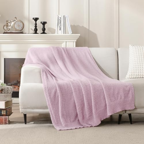 JOOJA Light Purple Throw Blanket, Soft Fluffy Fuzzy Knit Blanket for Couch Bed Sofa, Cozy Plush Warm Blanket for Bedroom Living Room, Spring Home Decor, 50x60 Inches - color: Lilac, size: 50x60