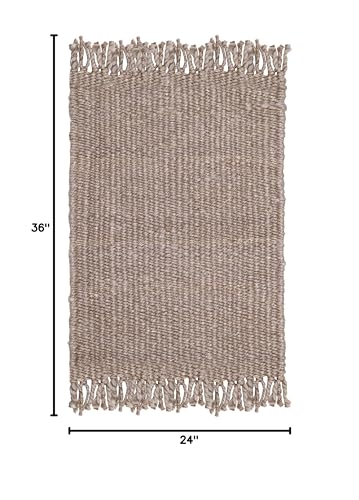 SAFAVIEH Natural Fiber Collection Accent Rug - 2' x 3', Grey, Handmade Boho Fringe Woven Jute, Ideal for High Traffic Areas in Entryway, Living Room, Bedroom (NF368C) - color: Grey, size: 2' x 3' (Rectangular)