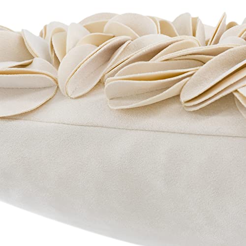 KINGROSE Handmade 3D Flower Home Decorative Throw Pillow Case Rectangular Cushion Cover 12 x 20 Inches for Bed Living Room Sofa Chair Solid Suede Beige - color: Beige - Solid Suede