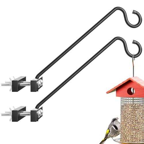 12-Inch 2 Pack Deck Bird Feeder Hanger for Railing, Outdoor Decor Plant Hanger, Balcony Railing Hook - 22LB Capacity - for Hanging Plants, Bird Feeders, Lanterns, Wind Chimes - size: 12 inch 2 Pack