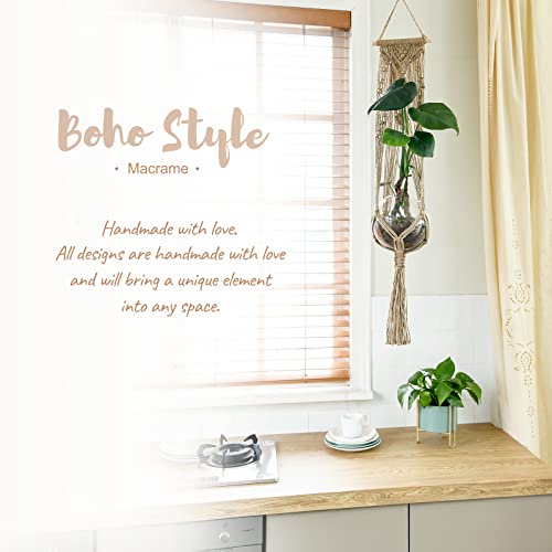 Mkono Macrame Plant Hangers Set of 4 Indoor Hanging Planter Basket Wall Decorative Flower Pot Holder with 4 Hooks for Indoor Outdoor Home Decor Gift Box, Brown - color: Brown