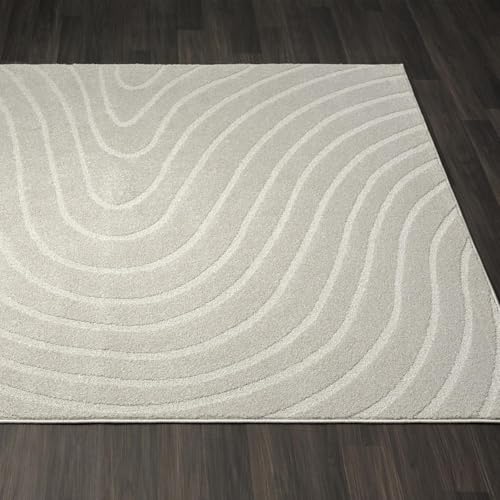 LUXE WEAVERS Modern Geometric Wave Gray 2x3 Area Rug - color: Grey, size: 2' x 3' (Rectangular)