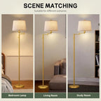 Ruiever Dimmer LED Floor Lamp,Tall Standing Lamp with Swing Arm,Gold Lamp with Dimmer LED Bulb,Elegant Floor Lamp for Living Rooms & Bedroom (Gold) - color: Gold