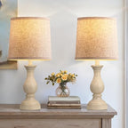 Seealle Farmhouse Table Lamps Set of 2 - Rustic Lamp for Bedroom Living Room, 22" Boho Bedside Lamps for Night Stands End Table Office Desk Lamp Nightstand Clearance with Linen Shades(Antique Yellow) - color: B. Antique Yellow