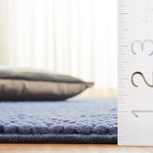 SAFAVIEH Natura Collection Accent Rug - 2' x 3', Navy & Blue, Handmade Wool Blend, Textured Design, Ideal for Hallway, Bedroom, Foyer (NAT620M) - color: Navy/Blue, size: 2' x 3' (Rectangular)