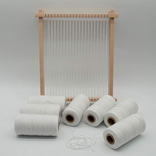 2 Roll 1mm White Pure Cotton Warp Thread Yarn for Weaving Carpet Tapestry Rug Knitting