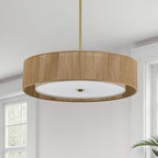 VONLUCE 20" Boho Rattan Chandelier, 4-Light Drum Chandelier with 2-Tier Woven Lampshade, Rattan Ceiling Light for Dining Room Bedroom Living Room with E26 Sockets, Gold Finish, ETL Certified - color: Gold, size: 20inch
