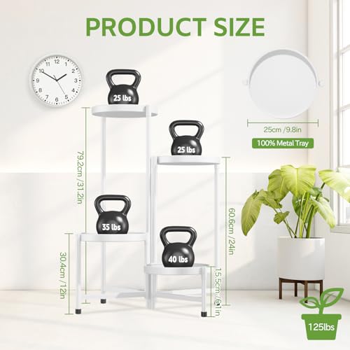 iDavosic.ly 4 Tier Large Plant Stand Indoor, 10 Inch Wide Tall Corner Metal Plant Stands Outdoor for Multiple Plants, Folding Tiered Flower Display Holder Rack Shelf, White - color: White, size: 4 Tiers