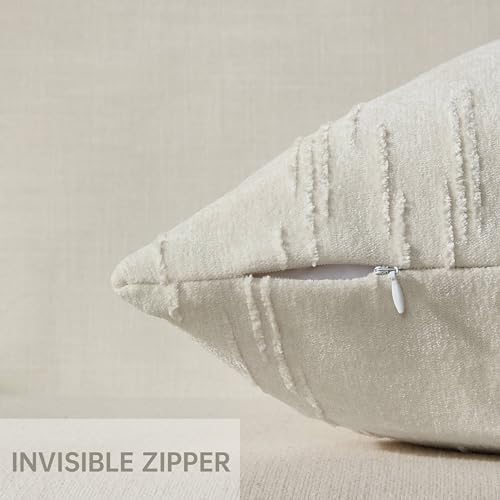 Set of 2 Summer Decorative Throw Pillow Cover 16x16, Solid Farmhouse Neutral Cushion Covers with Hidden Zipper, Soft Textured Throw Pillows for Bedroom Living Room Couch, White - color: White, size: 16" x 16" (Pack of 2)