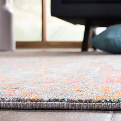 SAFAVIEH Madison Collection Runner Rug - 2'2" x 6', Grey & Orange, Modern Abstract Design, Non-Shedding & Easy Care, Ideal for High Traffic Areas in Living Room, Bedroom (MAD460F) - color: Grey/Orange, size: 2'2" x 6' (Runner)