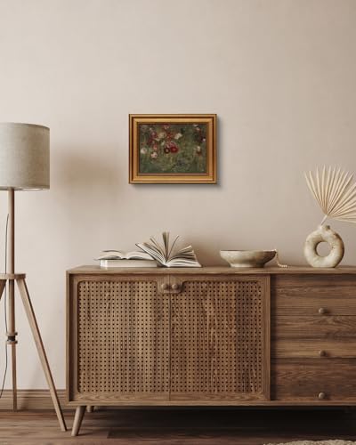 HUARCEY Framed Canvas Wall Art Prints, Bathroom Shelf Vintage Decor Aesthetic, Poppies Floral Paintings Farmhouse Wall Decor, Retro Table Desk Pictures for Bedroom Living Room, 8x10Inch - color: A Bed of Poppies, size: 10"L x 8"W
