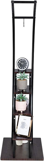 GDLF5 Tier Metal Plant Stand Creative Half Moon Shape Ladder Flower Pot Stand Rack for Home Patio Lawn Garden Balcony Holder Black (1 Pack)