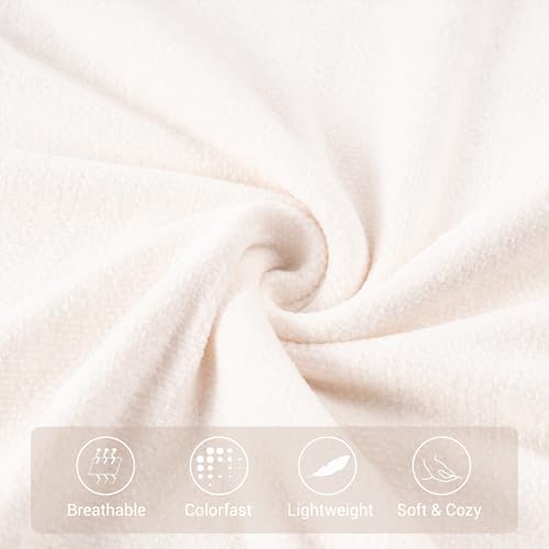 BATTILO HOME Cream White Chenille Throw Blanket for Couch, Soft Cozy Textured Knit Throw Blanket with Handmade Fringe Tassels, Lightweight Decorative Farmhouse Blanket for Sofa Bed Chair, 50"x60" - color: Cream White