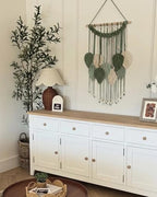 SunsprieJoy Macrame Wall Hanging, Boho Wall Decor Handmade Yarn Woven Leaf Tapestry, Modern Wall Art for Bedroom Nursery Kitchen Dining Room Bathroom, Home Decoration Gift for Women – Green - style: Layered Leaf