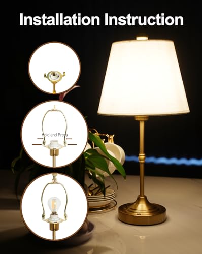 Lamp Shades Set of 2, Floor Lamps with Lamp Harps Lamp Shade Holder, Fabric Drum Shade with PVC Lining, Spider Fitter for Table Lamps,Floor Lamps, 5.5x8.7x6.6 Inch - color: White with Holder