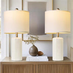 G-SAFAVA 20.5" Small Table Lamps for Living Room Lamp Set of 2 Ceramic Lamps for Bedroom Bedside Lamps Modern Boho Lamps for Night Stands Farmhouse Nightstand Lamp Side End Table Lamp, White - color: White