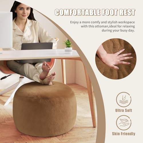 Gericco Round Stuffed Pouf Ottoman for Foot Rest, A Round Modern Foam Filled Poufs, Floor Chair for Living Room, Nursery, Dorm, A Soft Modern Foot Stool Perfect to Rest Your Feet (Orange, 20Inch) - color: Orange, size: 20.1"D x 20.1"W x 15"H