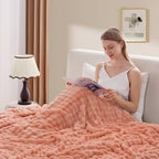 3D Bubble Plush Blanket Textured Fleece Throw Soft Warm Cozy Blanket Couch Bed Throw Pink 50x60 Inches - color: Petal Pink, size: Throw(50"x60"）