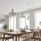 KCO Lighting Modern Cone Pendant Lighting White and Gold Pendant Light Kitchen Island Farmhouse Dome Pendant Light Mid Century Living Room Light Fixture Over Dining Table (White) - color: White