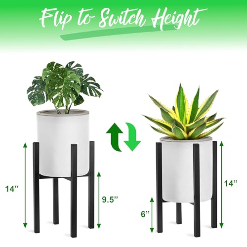 Sorbus Adjustable Metal Plant Stand – Mid Century Style Flower Pot Holder, 10 to 16 Inches Planter Stand for Modern Home Décor, Houseplants – Plant & Pot NOT INCLUDED (Black, 2 Pack) - color: Black, size: 16 x 14 inches (Maximum size), 10 (Minimum size)