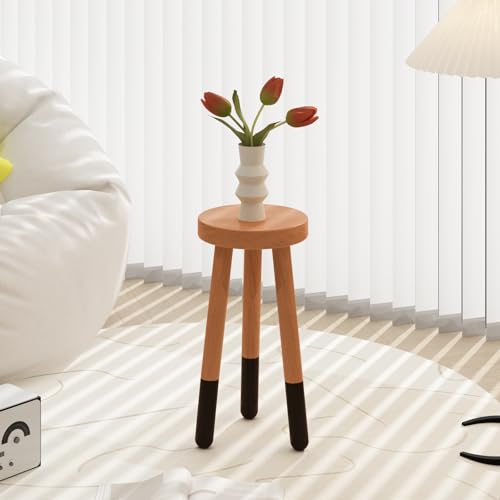 Rubber Wood 9" Round Plant Stand |Dip Dyed Black Accent Stool |Small Drinking Table |Side Table(18" H) - color: 18" Tall Black