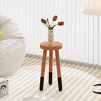 Rubber Wood 9" Round Plant Stand |Dip Dyed Black Accent Stool |Small Drinking Table |Side Table(18" H) - color: 18" Tall Black