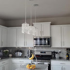 TISLYCO Modern Crystal Pendant Light Fixtures Set of 2, Ceiling Hanging Crystal Chandelier Over Kitchen Island Sink Lighting,Chrome Pendant Lighting For Dining Room, Bathroom, Hallway, EntryWay,Closet - color: 5.9"x5.5"-2*Silver pendant light