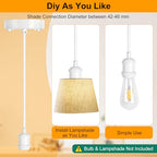 Upgraded White Pendant Light kit, UL E26/E27 Lamp Socket with Aluminium Enclosure Pendant Light Cord, Industrial Hanging Light Cord Kit with Adjustable Length, Mini Edison Retro Lamp Socket