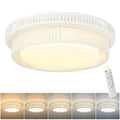 Rattan Ceiling Light Fixture, HWH 16'' Boho Flush Mount Ceiling Light 24W LED Close to Ceiling Lighting with Remote Control, 5CCT Hand-Woven Twine Coastal Lighting, 5HYS78MF-LED WH - color: White, size: 16 Inch