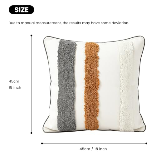 18in x 18in Geometric Tufted Pillow Cover, Neutral Gradient Stripe Cushion Case, Modern Textured Throw Pillow Sham for Sofa Bedroom Living Room, Boho Farmhouse Home Decor - color: Pastoral Style 1, size: 18" x 18" (Pack of 1)