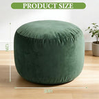 Yookeer Round Velvet Pouf Ottoman 20x12 Inch Green Foot Rest Stool Soft Floor Pouf for Living Room, Bedroom, Decorative Comfortable Home Furniture Accessory