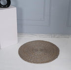 Handmade Natural Fiber Round Collection 2' Round Natural Handmade Boho Charm Farmhouse Jute Area Rug (Gray) - color: Grey
