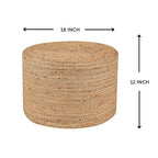 Jute Pouf Ottoman - Briaded Boho Pouf Ottoman Foot Rest - Poofs/Ottomans Furniture Decor - Ottomans Pouffe for Bedroom - Poufs for Living Room - (18"x18"x12")