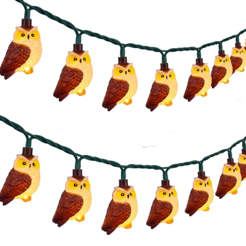 8.5ft Owl Christmas Outdoor String Lights with 10 LED Bulbs, Shatterproof Fairy Lights Plug in for Xmas - color: Multicolor Owl
