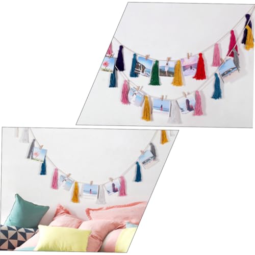 HOMSFOU Colorful Tassel Garland Wall Hanging Bohemia Tassel Banner Home Décor Accent for Bedroom Living Room 2pcs Set Decorative