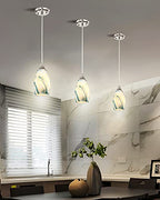 Art Glass Mini Pendant Lights for Kitchen Island Blown Art Glass Pendant Light Shade hanging ceiling lights with Brushed Nickel Finish for Kitchen Counter bar,Dining Room Blue Mixing Yellow-1P - color: Blue Mixing Yellow-1Pack