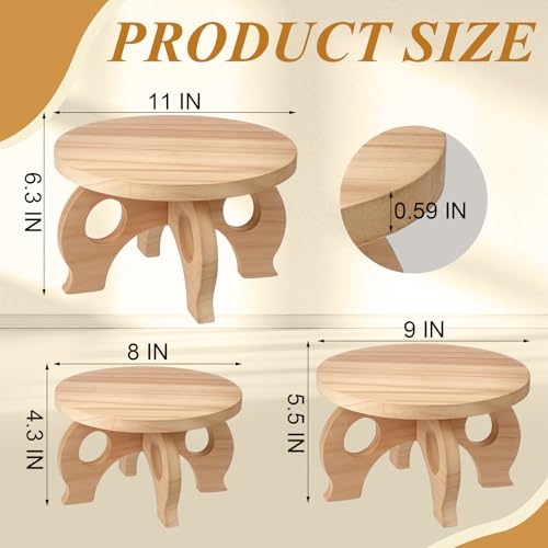 Threehoney 3 Pcs Plant Stand Indoor 8/9/11" Round Wood Plant Stands Outdoor Round Risers Decorative Wooden Stool for Flowers Pedestal Board Holder for Rustic Balcony Garden Decor(Light Wood,Low) - color: Light Wood