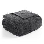 Snuggle Sac Faux Fur Checkered Blanket Twin Size with Soft Knitted Microfiber Fabric,Cozy Soft Warm Blanket for Sofa Bedroom Living Room,Solid Dark Grey,60x80 inches - color: Solid Dark Grey, size: Twin(60"x80")
