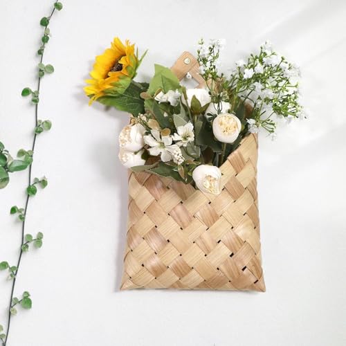 Woven Wall Hanging Basket, Hanging Wall Storage Belly Basket for Flowers & Essentials - Woven Wall Decorative Flower Basket (1)