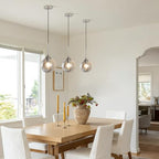 KCO Lighting 7.1” Smoked Glass Pendant Light Single Pendant Light Brushed Nickel Dining Room Light Fixtures Globe Hanging Light Fixture - color: Silver+Smoke Grey