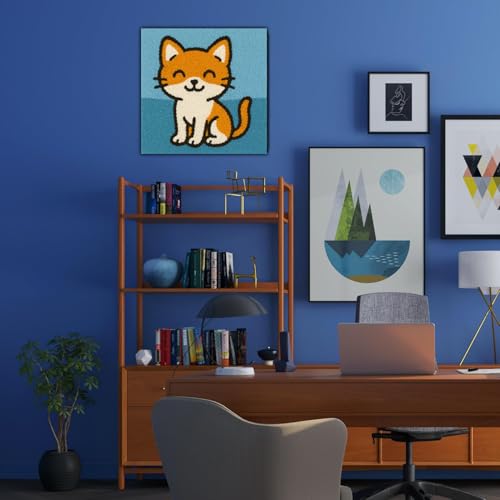 Latch Hook Kits for Kids Adults DIY Rug Tapestry Kits with Printed Canvas Embroidery Kits Festival Christmas Gifts Home Decoration (Cat) - color: Cat