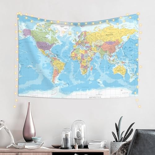 MOUNDHONG World Map Tapestry Wall Hanging, Art Tapestry Retro Wall Art Large Wall Tapestries for Bedroom College Dorm Living Room Decor 50 x 60 in - color: World Map - 9, size: 50"L x 60"W
