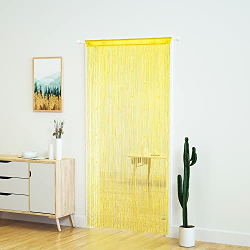 YaoYue Beaded Curtain Door String Curtains for Doorway Tassels Beads Hanging Fringe Hippie Room Divider Window Hallway Entrance Wall Closet Bedroom Privacy Decor (39×79in/100×200cm, Yellow) - color: Yellow, size: 39"W x 79"L (Pack of 1)